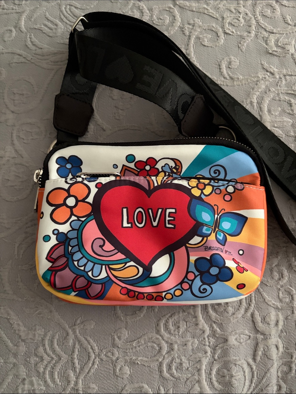 Brighton Multicolor 'Love' Heart Crossbody - Red, Blue, Orange, Pink